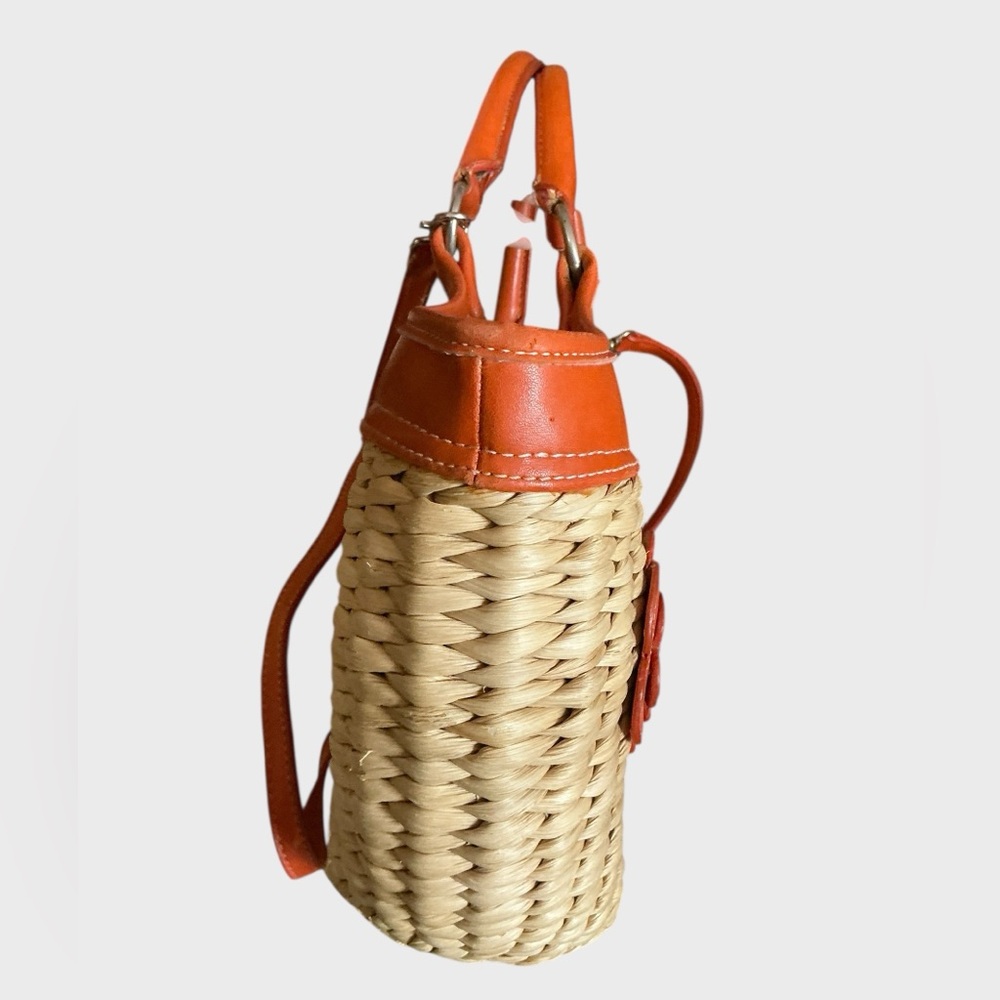 Ego Straw Beach Bag Orange Floral Crossbody Tote Boho Cottagecore - Picture 6 of 9
